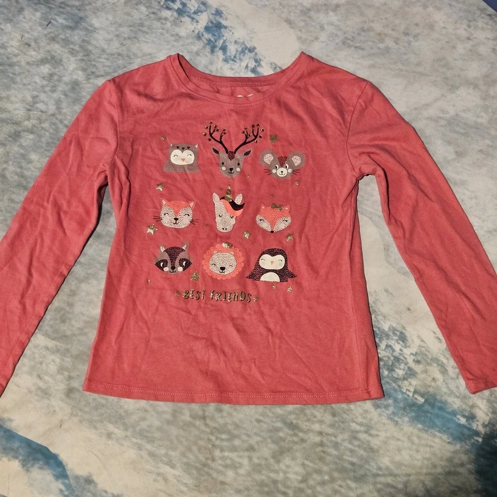 Girls Size 6 6X Long Sleeve Shirt Lot Carter's 365 Kids Best Sister Animals
